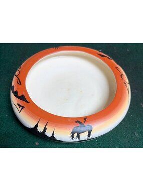 Hand-Painted Southwestern Pottery Bowl Native American Design - Sunset Colors